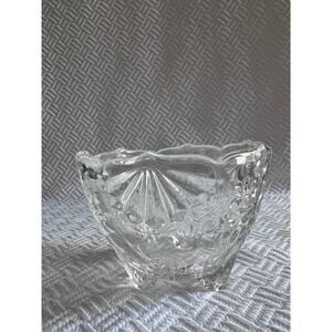 Mikasa Pressed Glass Snowflake Bowl Candle Holder Clear Holiday 3 Footed Vtg
